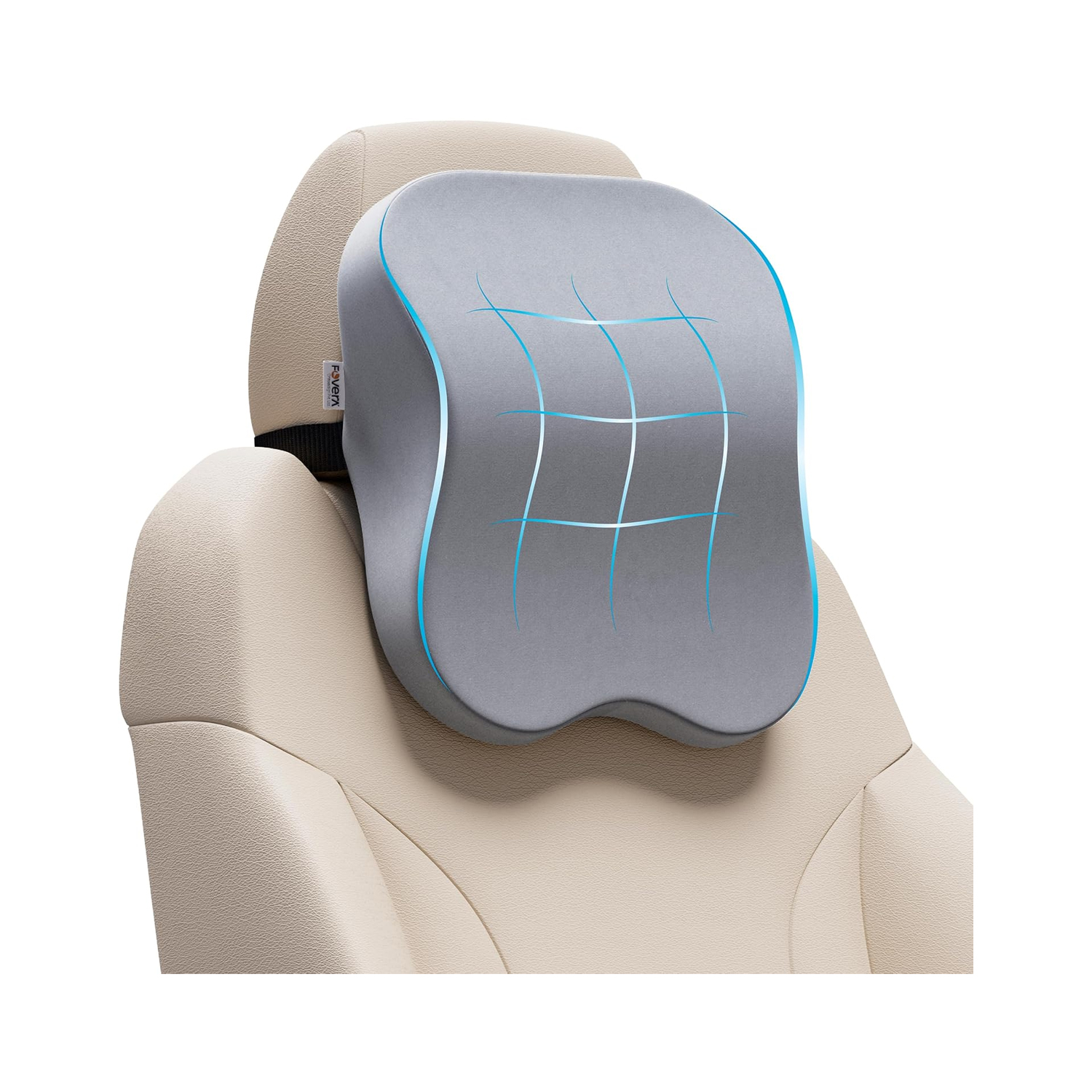 Fovera Car Headrest Support Pack of 1 (Velvet Grey) – Medium