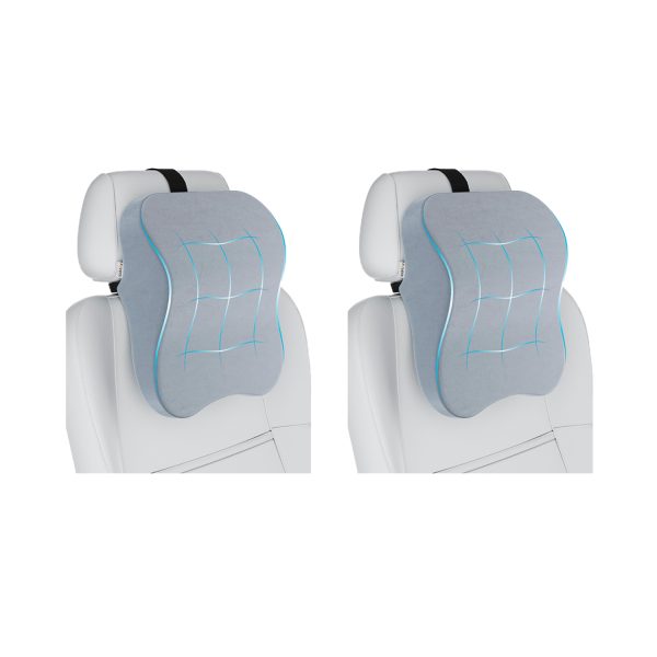 Fovera Car Headrest Support Pack of 2 (Velvet Grey) – Large
