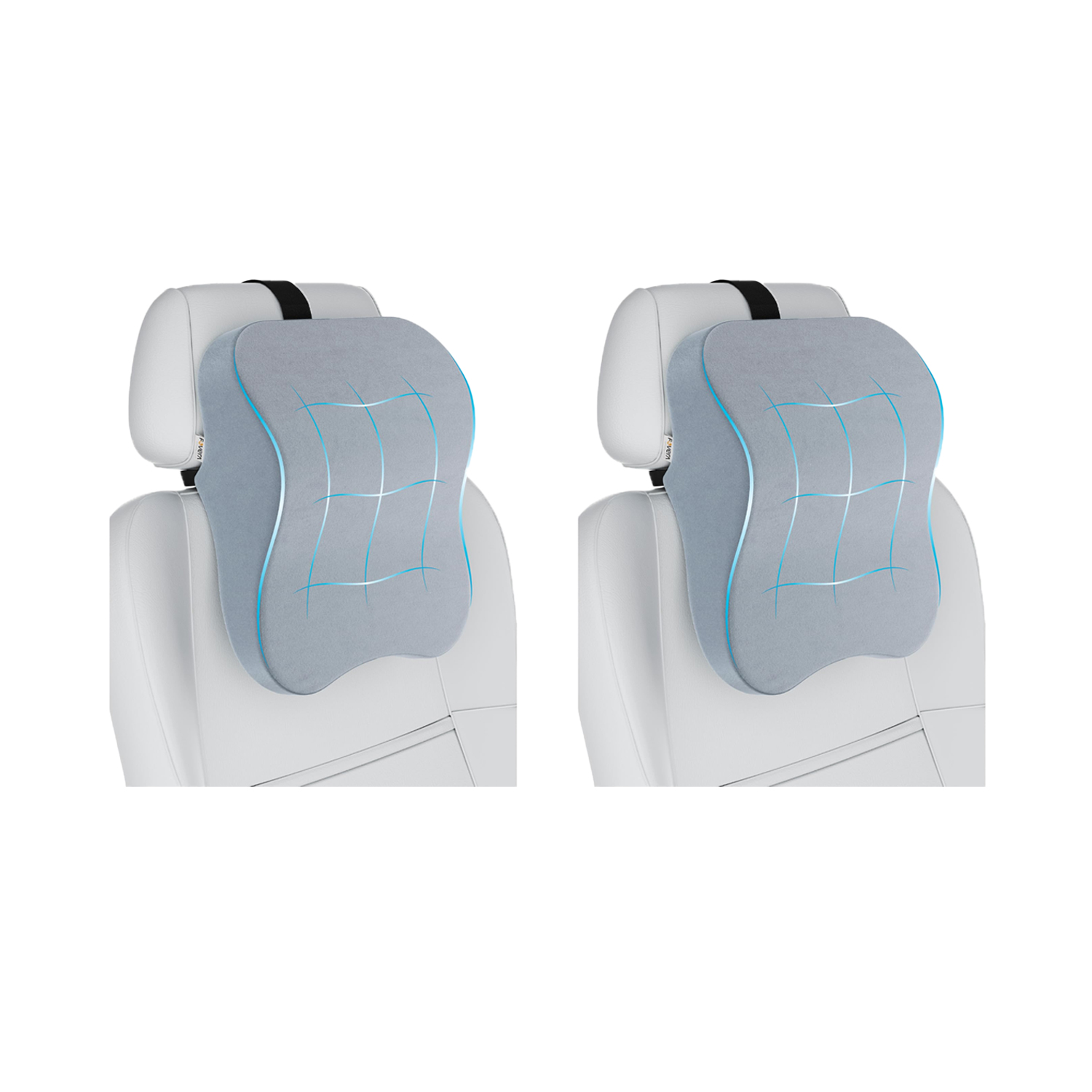 Fovera Car Headrest Support Pack of 2 (Velvet Grey) – Large