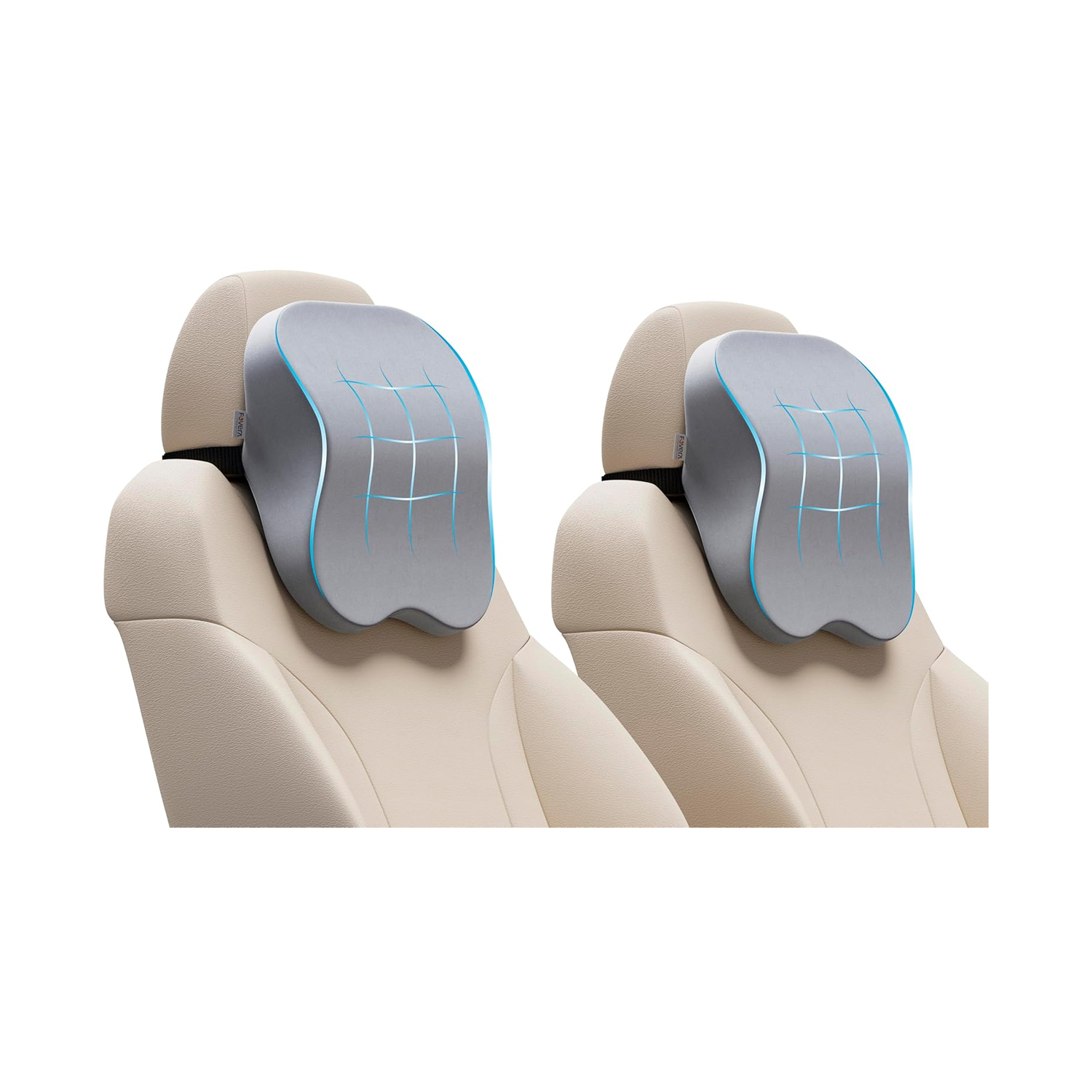 Fovera Car Headrest Support Pack of 2 (Velvet Grey) – Medium