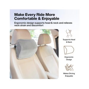 Fovera Car Headrest Support Pack of 2 (Velvet Grey) - Small